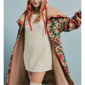 NWT Free People Teddy Bear Tunic Sweater Ivory Sugar Swirl - Size Medium